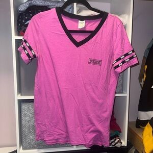 PINK Victoria's Secret Magenta Tee with Black Accents